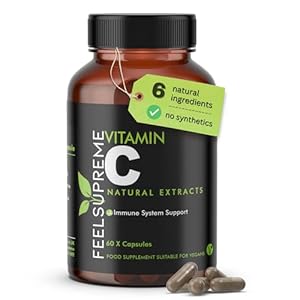 Feel Supreme – 100% Natural Vitamin C Capsules – Immune System Booster, VIT C Supplement, Vitamin C 1000mg, VIT C 1000mg Capsules, Vitamin C Supplements – 60 Capsules