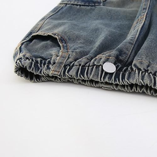 Girls Baggy Cargo Jeans Pocket Kids Hip Hop Denim Pants Patchwork High Waisted Wide Leg School Trendy Trousers2