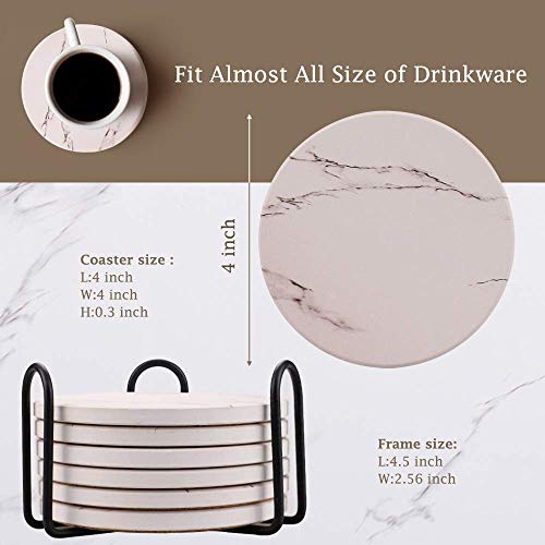 image for Comsmart Coasters for Drinks, Absorbent Ceramic Stone Coasters Set wit
