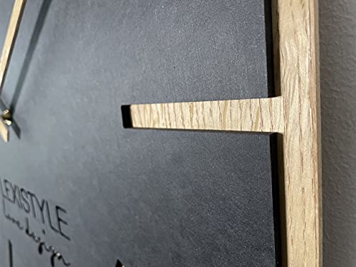 FLEXISTYLE Moderne große Wanduhr quadratisch Holz Exact ECO, Stille, Wohnzimmer, Schlafzimmer, Made in EU (Schwarz, 60 cm)