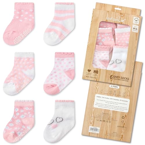 Baby Socks 6 Pair Socks For Newborns – Adorable Baby Girl Sock 0-6 Months, Comfortable Little Girls Sock, Gift For Baby Girls