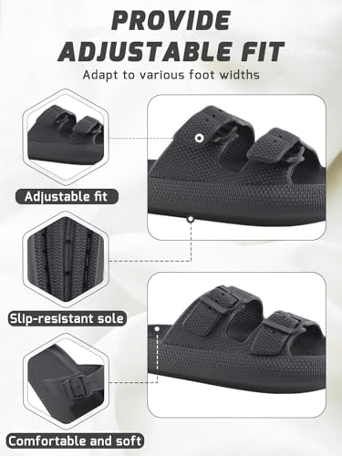 Cloud Slides for Women and Men Pillow Slippers Double Buckle Adjustable Thick Soled Flat Sandals2