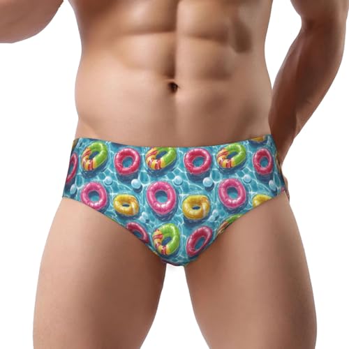 Colorful Swimming Ring Print Mens Underwear Briefs - Breathable Comfort Classic Fit Mens Bikini Underwear