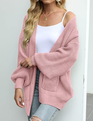 Image of MEROKEETY Long Sleeve Oversized Cardigan Sweaters for Women | Fall Winter Sweaters, Open Front, Chunky Knit, 2026 Casual Work Outerwear with Pockets