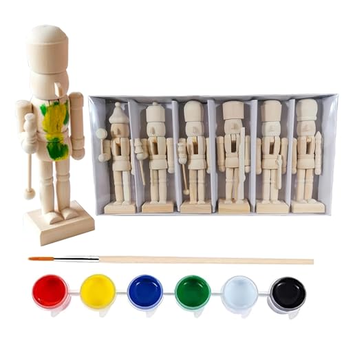 Nussknacker Figur 25 cm aus Holz zum Selbstgestalten, 6er Set -...