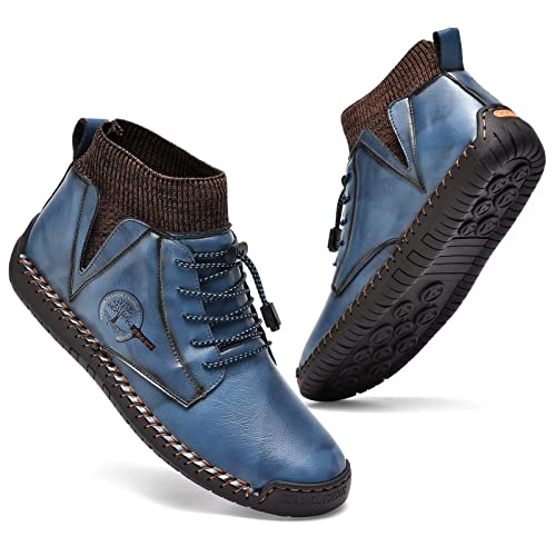 Men's Leather Loafers Fashion Casual Slip On Penny Beck Driving Loafer Shoes Ankle Chukka Boots For Men【Includes Extra Insole】