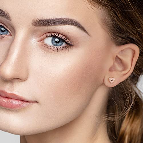 Heart Initial Stud Earrings for Girls - S925 Sterling Silver Post 14K Gold Plated Dainty Letter Earrings Hypoallergenic Little Initial Earrings for Women Girls Sensitive Girls Earrings3