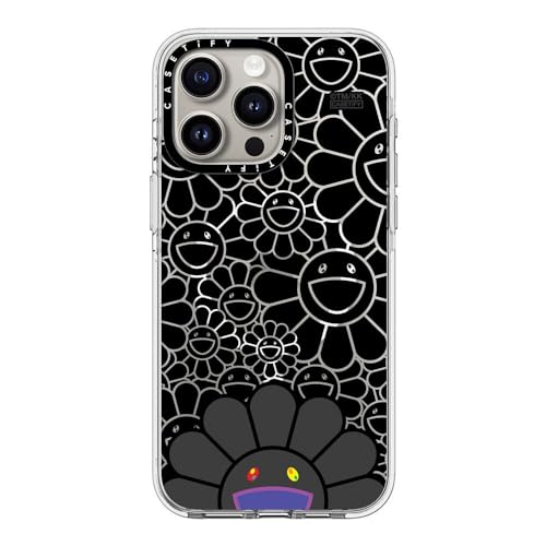 CASETiFY �C���p�N�g �N���A iPhone 15 Pro Max �P�[�X [Takashi Murakami Co-lab/���ϖh�~/�N���A ����/MagSafe�Ή�] - SMILE (BLACK) - �N���A