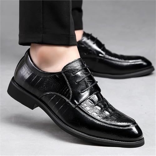 Mens Leather Dress Shoes Pointed Toe Business Oxford Shoes Korean Style Small Size Breathable Formal Autumn Lace up3