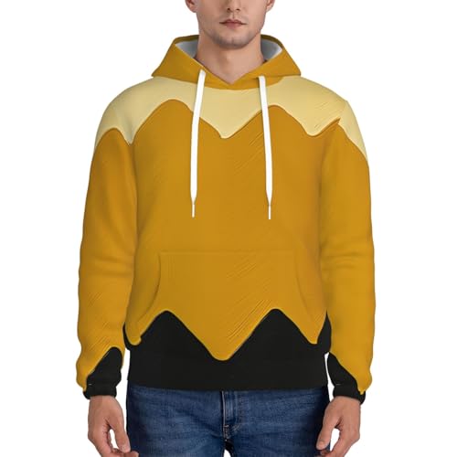 Men's Fleece Pullover Hoodie Long Sleeve Hooded Mustard Yellow and Black Sweatshirt Casual Shirts With Pockets2