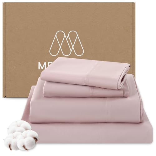 MEISHANG 1000 Thread Count Egyptian Cotton Sheets California King - 100% Egyptian Cotton Sheet Set, Sateen Weave, Soft & Breathable, 16" Deep Pockets - 4 Piece (Cal King, Light Pink)