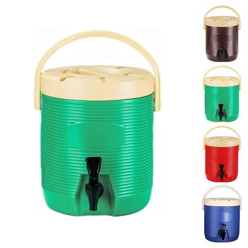 Aoccqkfポリタンク 水タンク ウォータージャグ タンク ジャグ 15L/17L/ 20L 大容量 ステンレス 蛇口付き お湯 ジュース ミルクティー ミルク 豆乳 コーヒー用 アウトドア キャンプ 家族の集まりやレストラン (グリーン,15L)