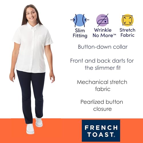 French Toast Women's Oxford Button-Down Collar Blouse with Short Sleeves3