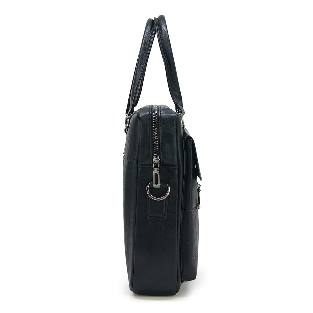 Waytex 71013 Sacoche Porte Documents Besace simili cuir, Mallette business Ordinateur et Tablette avec bandoulière Noir