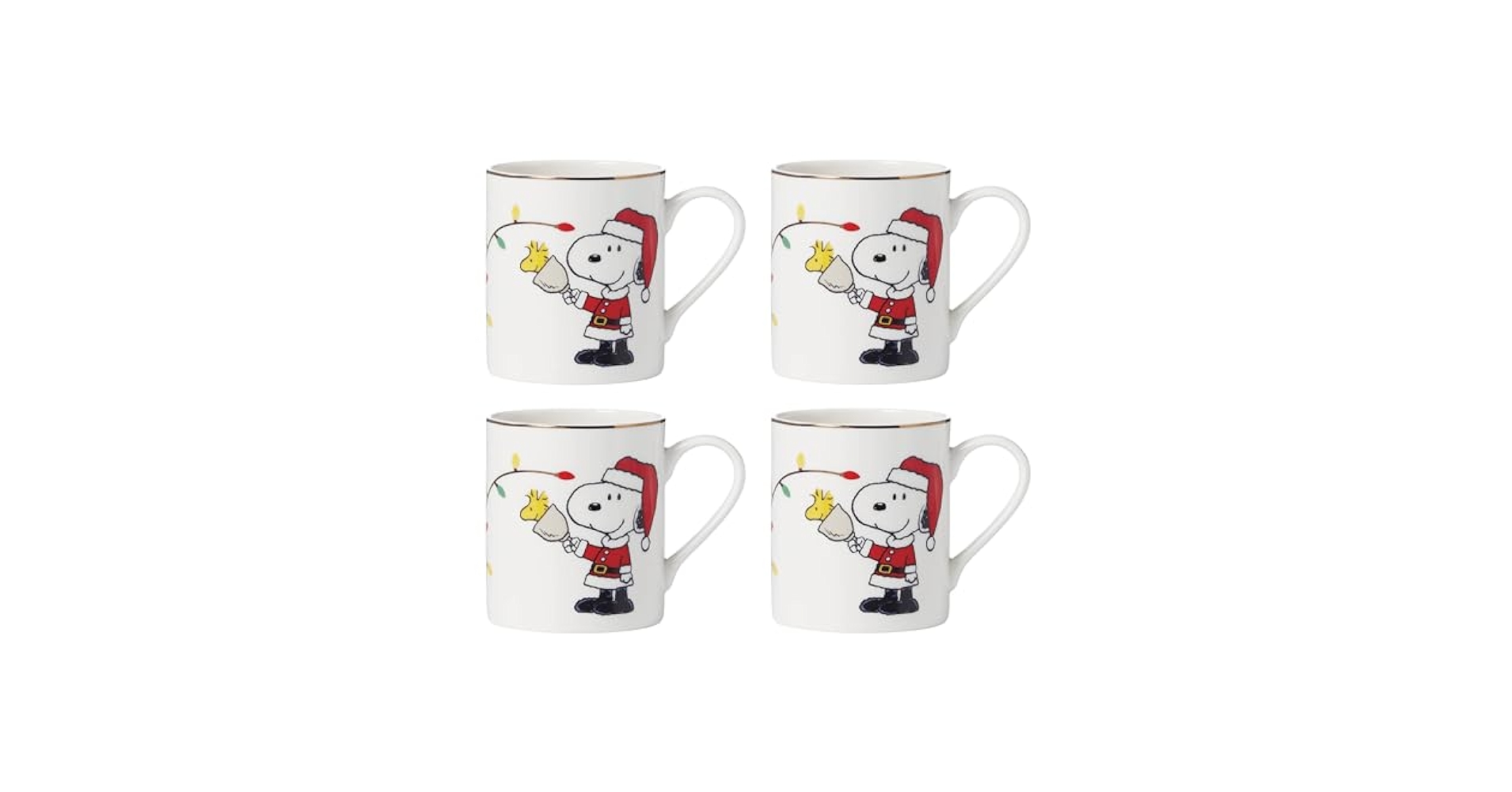 Amazon.com: Lenox 896325 Snoopy Christmas Mugs, Set of 4