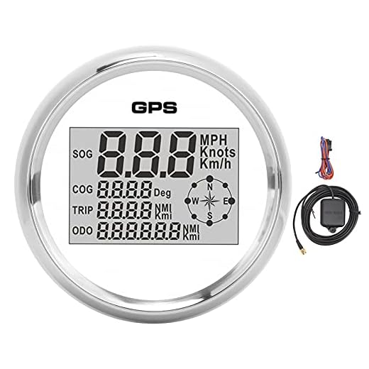Aramox Bilhastighetsmätare, 85 Mm Hastighetsmätare Digital GPS LCD 8 Färgbakgrundsbelysning 0‑999 Knop KM/H MPH 12V/24V Vit Urtavla Sliv