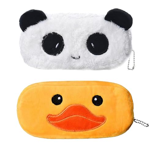 2 astucci per matite con panda in stile cartone animato anatra astuccio multifunzionale per bambini Multicolore moderno giallo
