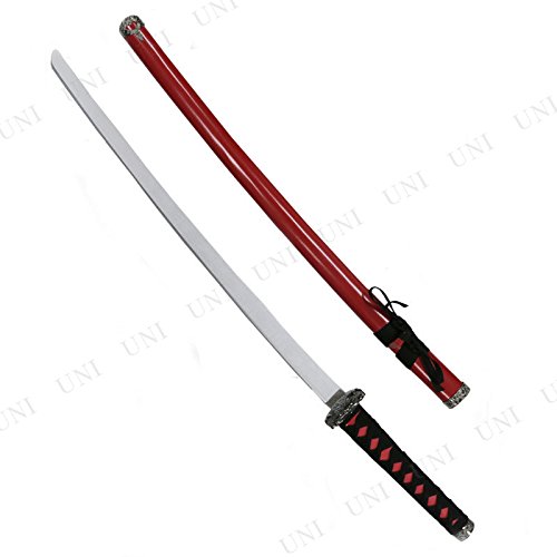 Amazon | Uniton 日本刀DX 赤 銀装飾 100cm 木製 | ユニ