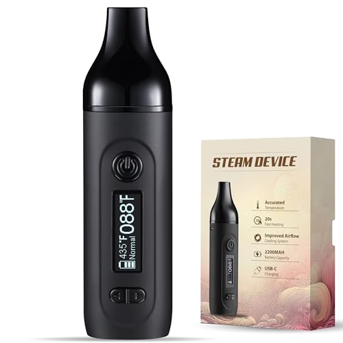 Vaporizer Cannabis Verdampfer für Trockenkräuter, LOMQ GeminiKit unterstützt weed präziser Temperaturkontrolle 2200 mAh Akku LCD Display Tragbar für Unterwegs (Black)