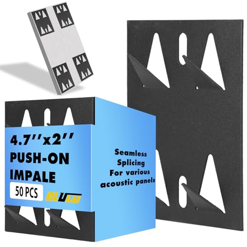 Blulu 50 Pcs Acoustic Panel Impaling Clips, 18 Gauge Galvanized Steel Sound Panel Wall Mount for Gypsum Board Plywood Masonry, Surface Mounting Impaling Clips for Acoustic Foam Panels (Black)