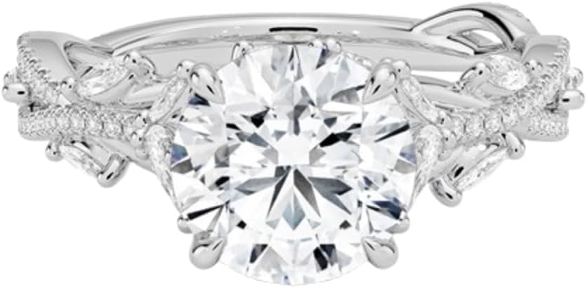 1 Ct-5 Ct Colorless Moissanite Engagement Ring, Secret Garden, Nature-Inspired Wedding Ring, Solid 10K/14K/18K Gold Anniversary Promise Ring for Her