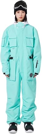 Womens Mens Hood Snow Jumpsuit Insulated Ski Suits Waterproof Snowboard One Piece With Pockets Snowboarding Set