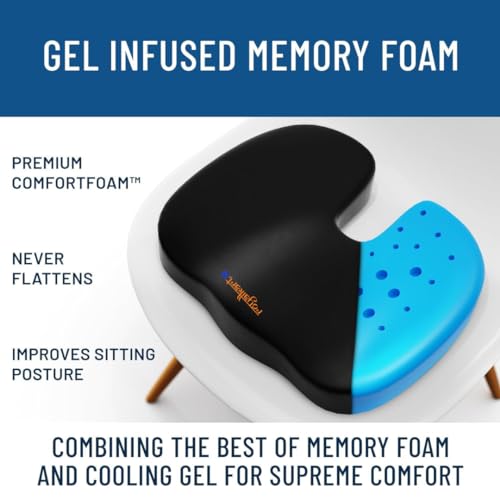 Image of Royalkart Ultimate Coccyx Seat Cushion with Cooling Effect Memory Foam & Orthopedic Design for Tailbone and Lower Back Pain, Muscular Stress, Ergonomic U-Shaped Hip Support Pillow