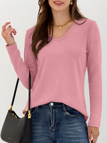 Image of ANRABESS Long Sleeve Shirts for Women Wrinkle Free V Neck Fall Top