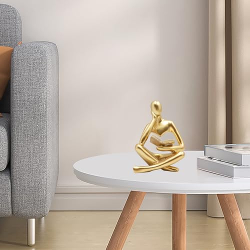 Jinkoozz XHJSZSNSDS001 Gold Reading Women Statue, Thinker Sculptures, Abstract Art Ornament thumb #3