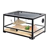 WACOOL Full Glass Reptile Terrarium 20 Gallon, Front Opening Reptile Tank 24' x 18' x 12', Reptile Amphibian Habitat Vivarium Double Opening Doors & Screen Ventilation (Knock-Down)