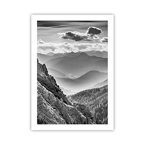 ARTTOR Affiche - Affiche sans cadre - Poster - Noir Et Blanc Paysage Montagnes - 50x70 cm -Tableaux pour la mur - Motif moderne - Arts Murals Modernes - Affiches Murales - P2XPA50x70-4560 Cover