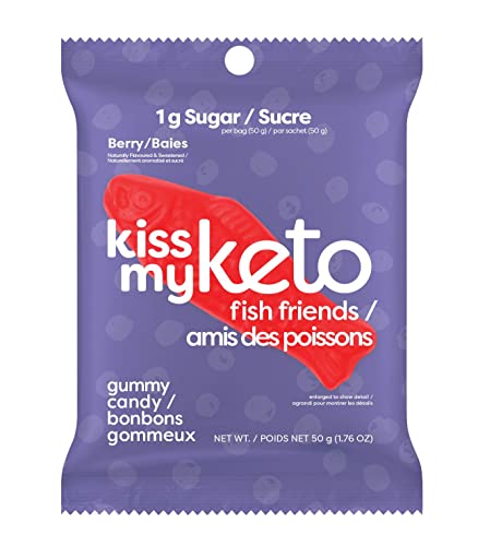Kiss My Keto Sugar Free Gummies, Gummy Fish 6-Pack – Satisfy Cravings while Staying in Ketosis – High Fiber, 2g Net Carbs, Non-GMO, Vegan, & No Gluten – Calorie-Friendly Vegan Candy