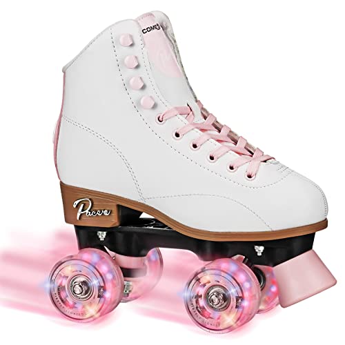 Pacer Comet Hightop Youth Skate with Light Up Wheels White/Pink Size Youth 3