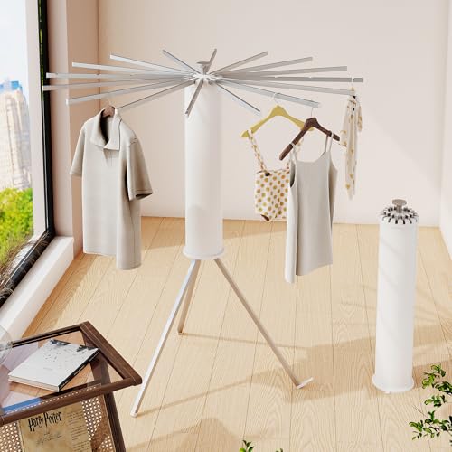 Image of BOQORAD Tripod Clothes Drying Rack,Drying Rack Clothing Foldable,(16 Aluminium Poles),Standing Dry Racks,Laundry Drying Rack,Clothes Hanger Rack,Laundry Rack Folding,Collapsible,Retractable