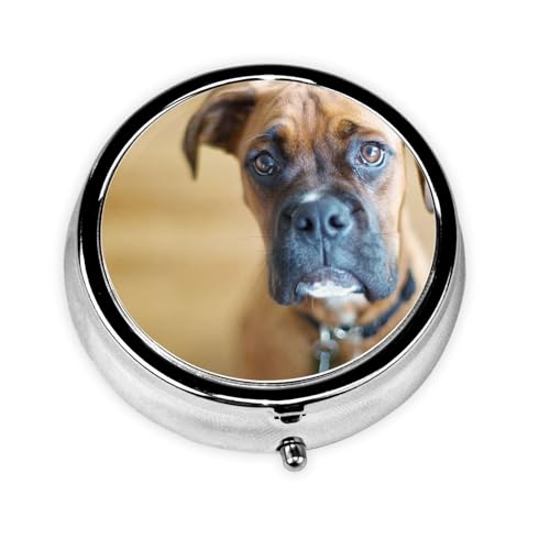 ピルケース 携帯用 薬ケース 薬箱 薬 飲み忘れ防止 ピルケース ボクサー犬 子犬 ペット 犬 丸い 日常の医療のために ビタミン&サプリメント セサリー収納 小物収納ケース