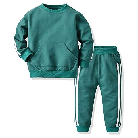 Joycebaby Unisex Baby Boys Girls Tracksuit 2-Piece Tricot Sweatshirt Jacket and Pant Active Clothing Set(Green, 80/12-18 Months) Cover