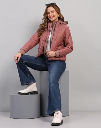 Image of Monte Carlo Womens Regular Fit Self Designed Hooded Zipper Full Sleeve Winter Jacket Women Winter Jacket | Stylish Zipper Jacket | Casual Winter Wear For Women's (Pack Of 1)