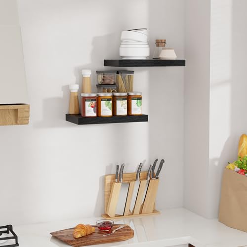 Feihorrm Wandregal Holz Schwarz, Extra Breit 23,5 cm, 40cm Wandboard – Ansicht 2