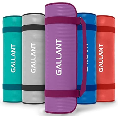 GALLANT Yoga Mat for Exercise - 183cm x 62cm Extra Thick NBR Exercise Mat for Men and Women - Non Slip Gym Mat with Carry Handle Strap for Camping, Home Gym, Pilates and Gymnastic Workout (Purple) Cover