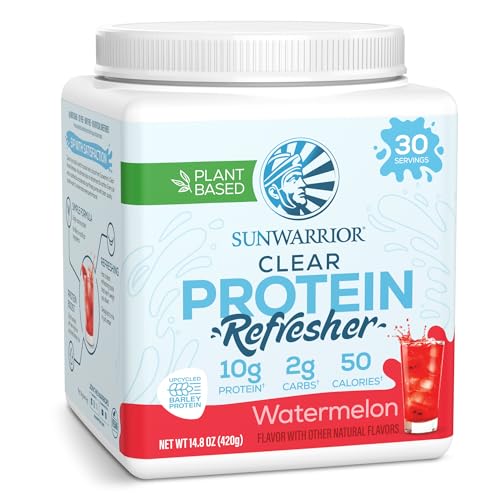 Sunwarrior Clear Protein Powder Plant-Based Water Mix Vegan and Refreshing Protein and Hydration Supplement 10g Per Serving Watermelon Flavored 420g Tub 30 Servings