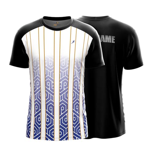 Image of YOURJERSEY Custom Sports Jersey for Men Personalised Cricket /Football /Badminton T-Shirt Customise Name, Dry-Fit Fabric Sizes 2Y-4XL Custom T-Shirt