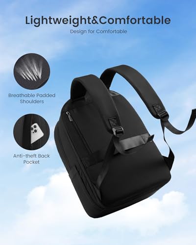 LOVEVOOK Laptop Backpack for Women, Puffer Travel Bag Fits 15.6 Inch Laptop, Lightweight Work Daypack for Teacher Nurse, Water-resistant College Bookbag, Black4