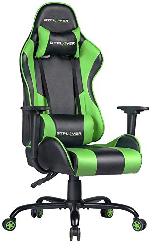 GTPLAYER Gaming Chair Office Desk Chair Swivel Heavy Duty Chair Ergonomic Design with Cushion and Reclining Back Support(Green)