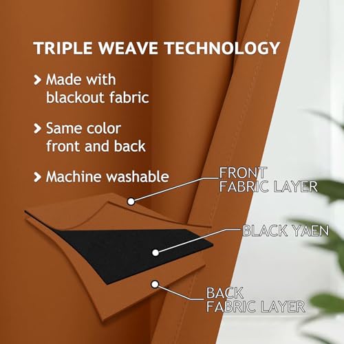 Image of COSVIYA Grommet Room Darkening Brunt Orange Curtains 36 inch for Bedroom | Light Blocking Insulated Thermal Curtains for Living Room, Blackout Thick Polyester Window Drapes,52x36 inches, 2 Panels
