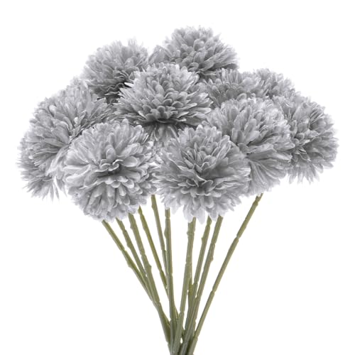M METERXITY 12 Pcs Boules de Chrysanthème Artificielles, 28Cm Bouquets d'Hortensias Artificiels en Soie, Fleurs Artificielles au Toucher Réaliste pour...