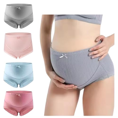 ZiaWorld 4 Pack Maternity Knickers for Women Adjustable Soft Cotton Over Bump Underwear Hipster Panties Comfortable Breathable Pregnancy Seamless Briefs (UK Alpha XXL Regular Regular Multicolor)