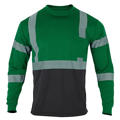 FONIRRA Safety Shirts for Men High Visibility Reflective ANSI Class 2 Hi Vis Construction Work T Shirts Long Sleeve
