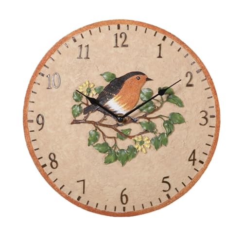 Fluxioxtna Orologio da parete antico vintage con motivo uccellino, 30,5 cm, per casa, ufficio e patio, decorazioni da giardino