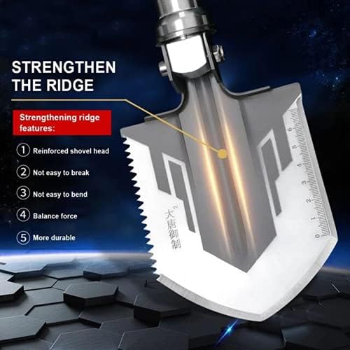 MEETOZ Military Portable Folding Shovel, Small Military Survival Shovel Camping Shove, Military Entrenching Survival Multitool for Camping, Hiking, Backpacking, Back Yard, Store, Pouch Included