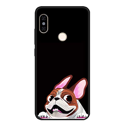 Aksuo Funda Compatible with Xiaomi Redmi Note 5 Negro , TPU Anti-Rasguño Anti-Golpes Cover Protectora Negro Caso Slim Silicona Case - LAI Pei Perro con Maquillaje